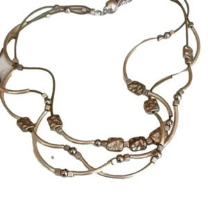 Beachy Chic Designs Silvertone and bronze Artisan Necklace